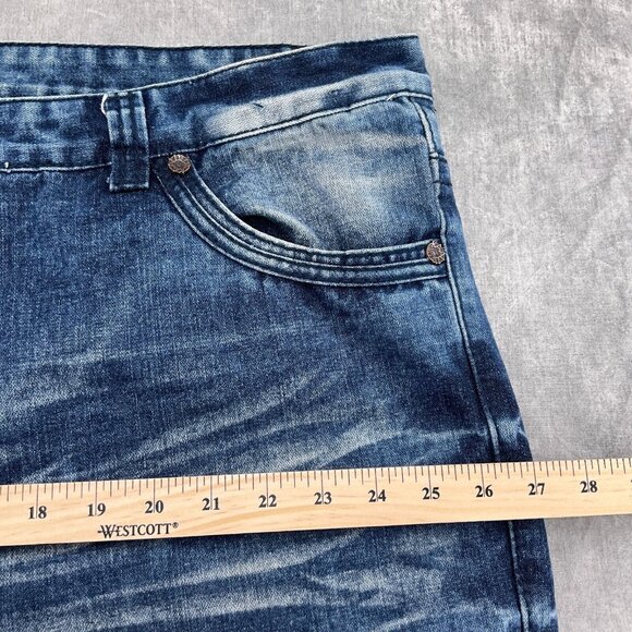 Kaalu Euro for the People Jeans Mens 50/32 Blue Crease Stonewash Straight Leg Hi - Picture 8 of 15